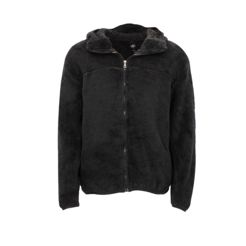 FIL Mens Teddy Fleece Hoodie Zipper Pockets - Black [Size: S]