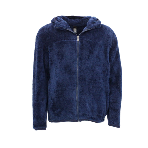 FIL Mens Teddy Fleece Hoodie Zipper Pockets - Navy [Size: S]