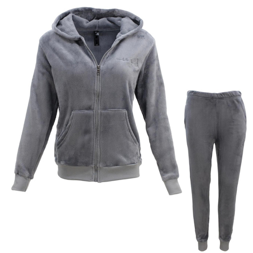 FIL Women's Velvet Fleece Hoodie Set Loungewear - Butterfly/Grey [Size: 8]