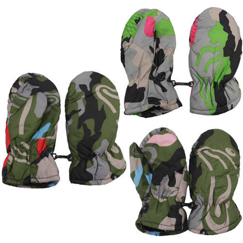 FIL Kid's Insulated Ski Gloves - Ski Mittens Green Camo