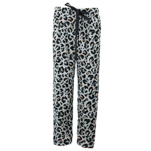 FIL Women's Plush Fleece Pyjama Lounge - Green Leopard Print [Size: 8-10]