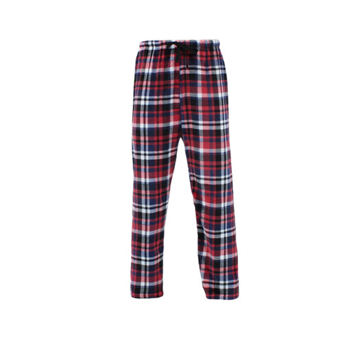 Men's Plush Fleece Pyjama Lounge Pants  - Red/Tartan [Size: M]