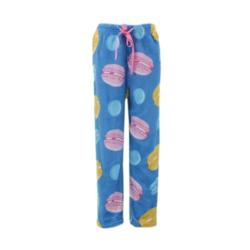 Women's Plush Fleece Pyjama Lounge Pants  - Blue/Macaron [Size: 14-16]