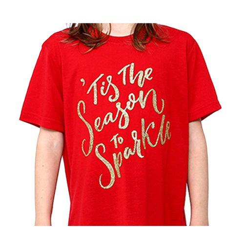 Kids Christmas T Shirt 100% Cotton Tee - 'Tis the Season to Sparkle [Size: L (for age 8-10)]