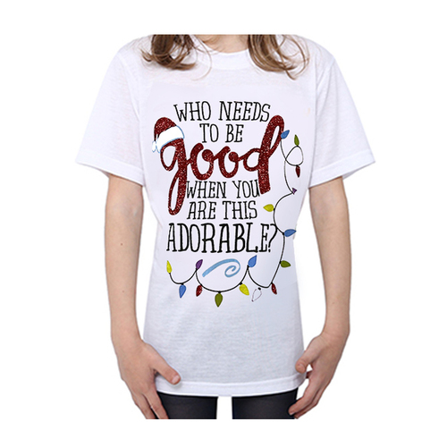 Kids Christmas T Shirt 100% Cotton Tee - Adorable/White [Size: M (for age 4-6)]