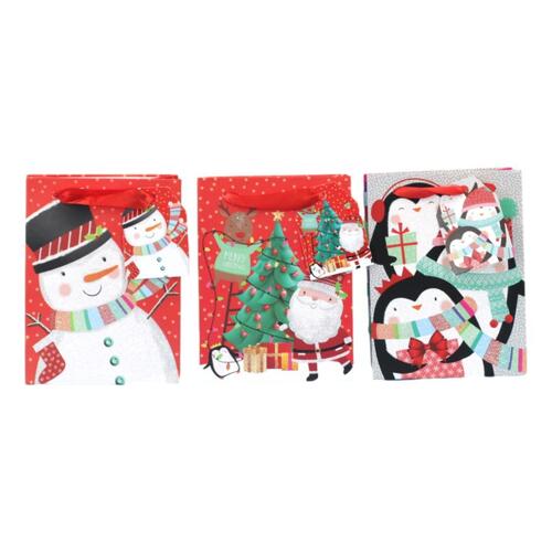 12x Christmas XMAS Small Gift Bags Treat Lolly Candy Party Favour Loot Party Bag [Design: A]