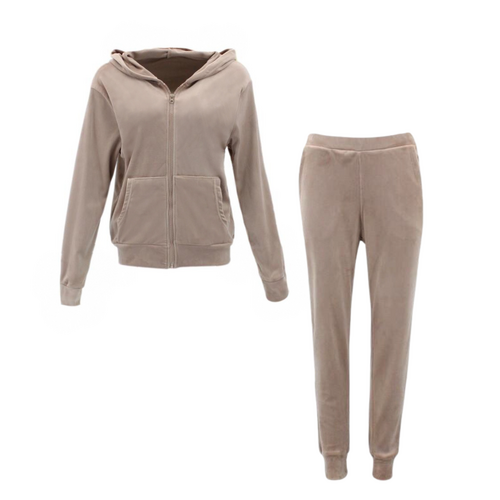 FIL Womens Stretch 2pc Hoodie Tracksuit Set - Latte [Size: 10]