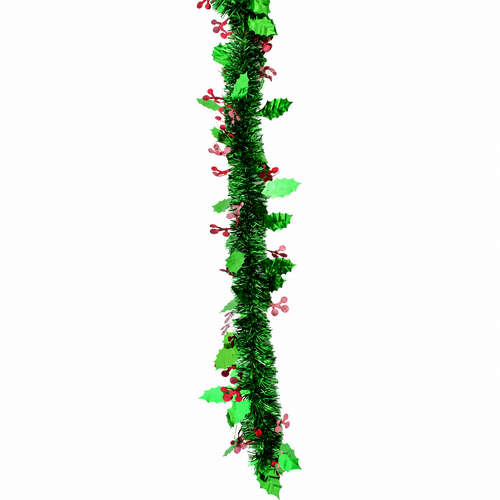 5x Luxury Christmas Tinsel Garland  2M - Holly_Green